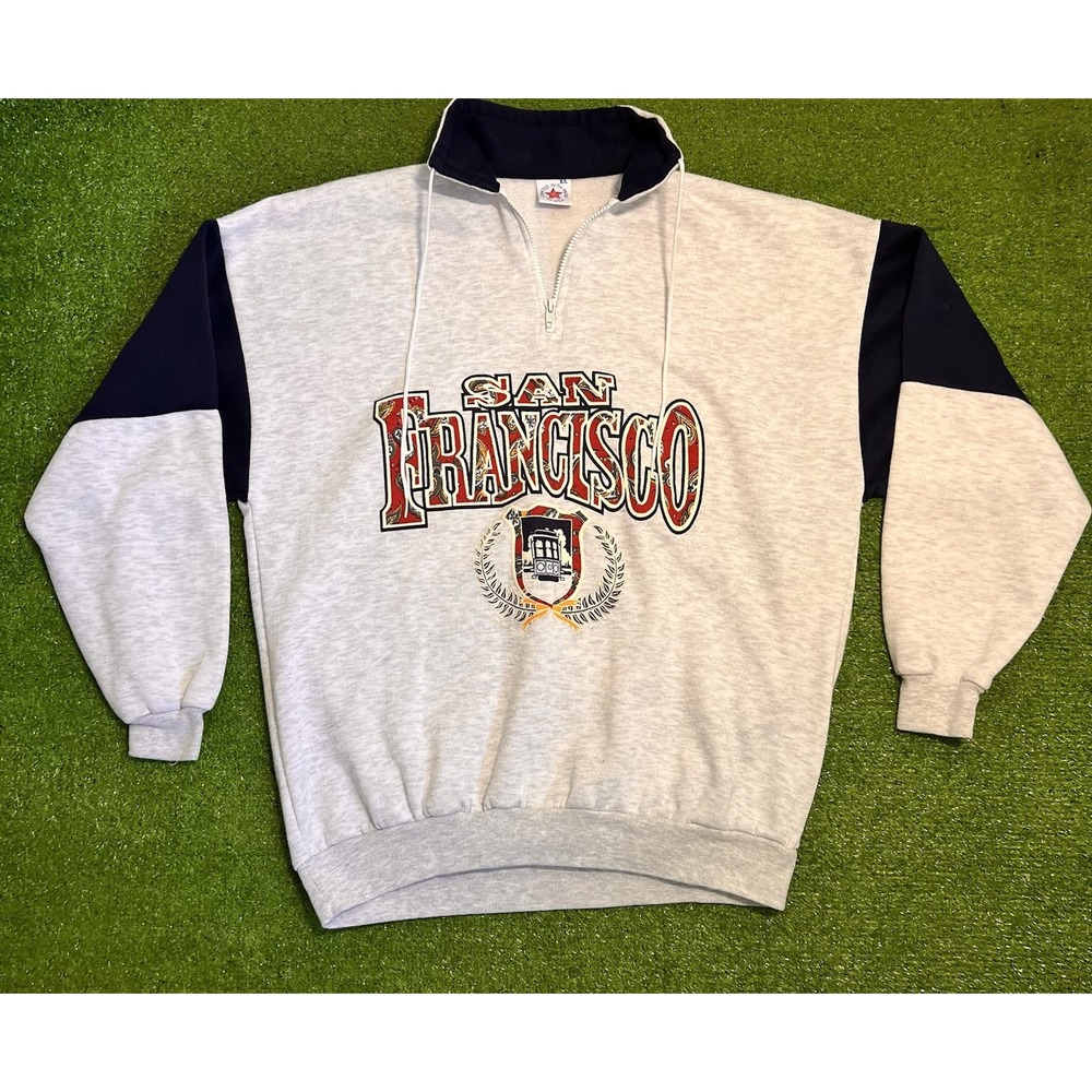 Vintage Bay Area Pullover XL 90s Paisley 1/4 Zip San Francisco F-Line Trolley